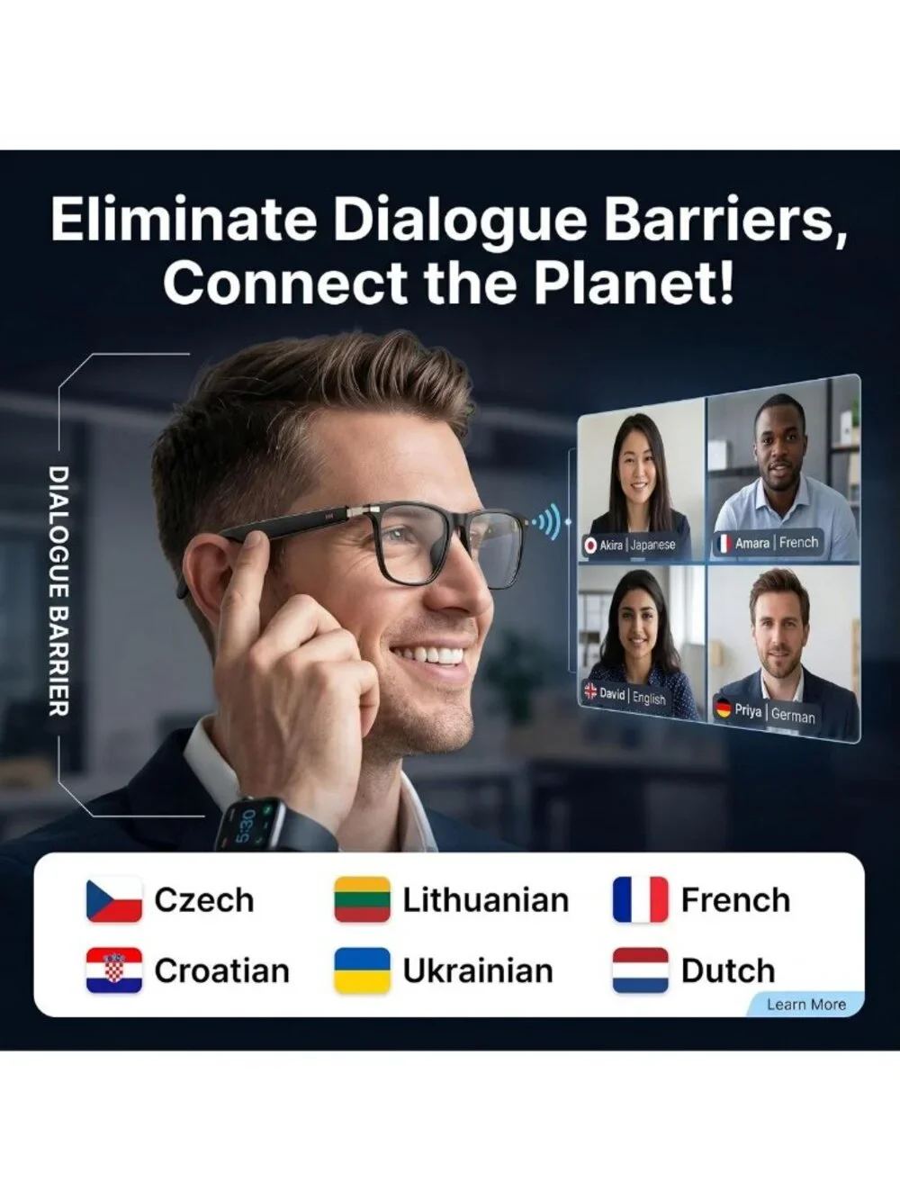164-Language Smart Glasses with Bluetooth Audio - Ultimate Tech Eyewear